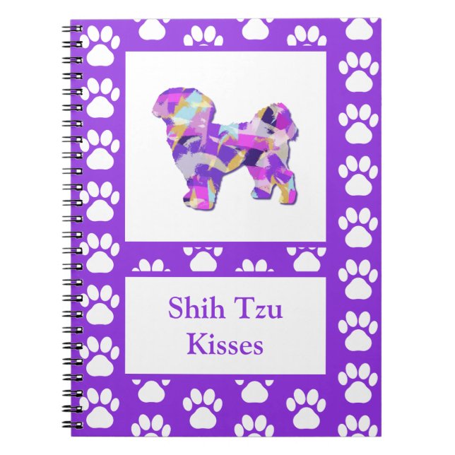 Shih Tzu Hund Silhouette Tass Cute Lila PY&B Anteckningsbok (Framsidan)