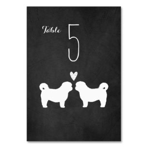 Shih Tzu Hund Silhouettes bröllopsmottagning Bordsnummer
