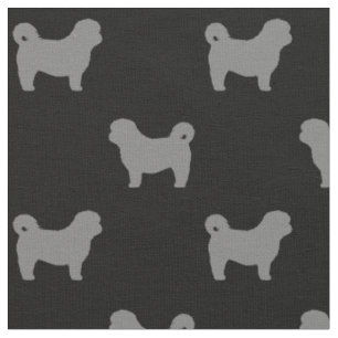 Shih Tzu Hund Silhouettes Grått och Black Patterne Tyg
