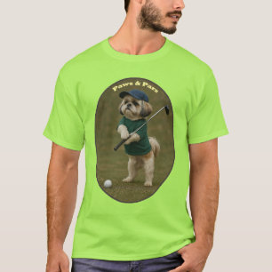 Shih Tzu Hund Står och Håller en Golfklubba URM T Shirt