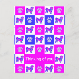 Shih Tzu Hund & Tass Rosa & Blue Thinking of You Vykort