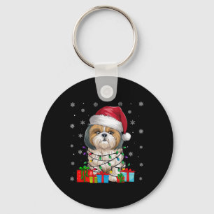 Shih Tzu Hund Ugly Julafton Ljus Santa Shih Tzu Hu Nyckelring