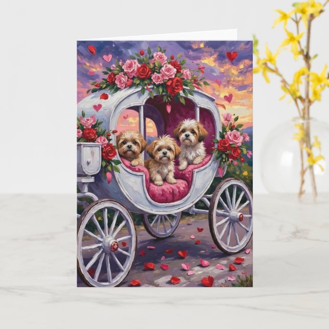 Shih Tzu Hund Valentines Dag Kort (Gul blomma)