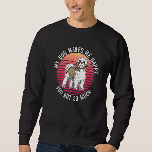 Shih Tzu Hund Vintage 22 Lång Ärmad Tröja (Framsida)