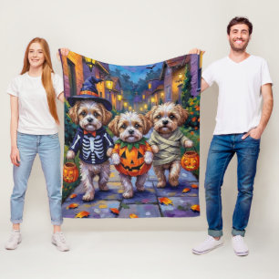 Shih Tzu Hundar Busar eller Godis Halloween-kostym Fleecefilt