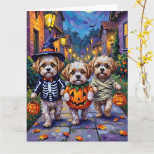 Shih Tzu Hundar Busar på Halloweenkostymer Kort