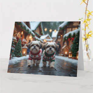 Shih Tzu Hundar jul Snö Helgdag Kort