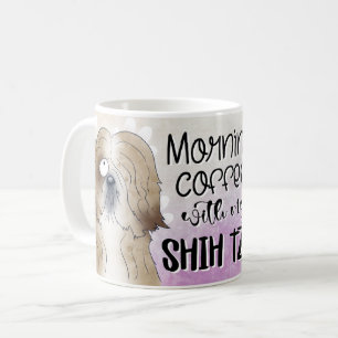 Shih Tzu Hundar med morgonkaffemeddelande Kaffemugg