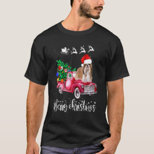 Shih Tzu Hundar Ride Red Lastbil jul Julafton T Shirt