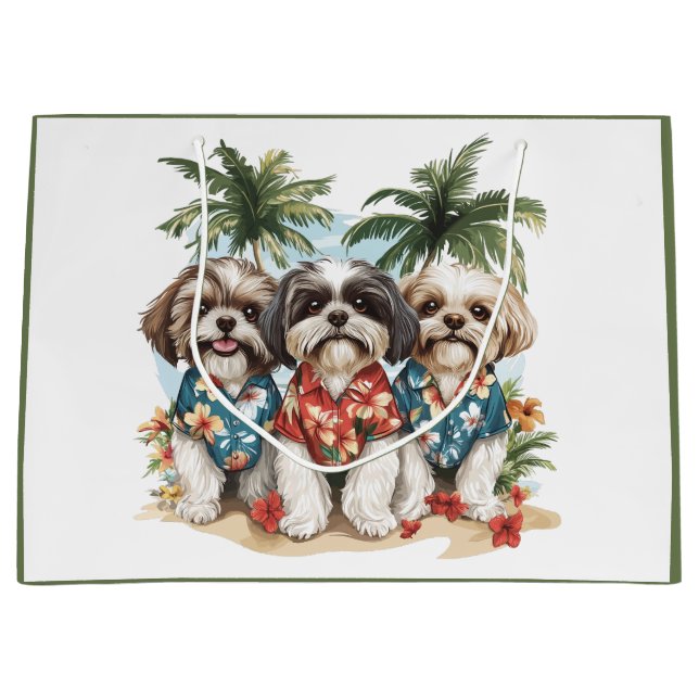 Shih Tzu Hundar som bär hawaiiskor (Framsidan)