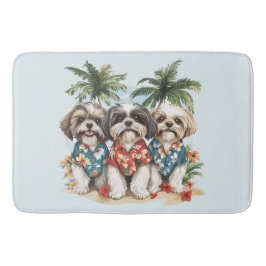 Shih Tzu Hundar som bär hawaiiskor Badrumsmatta