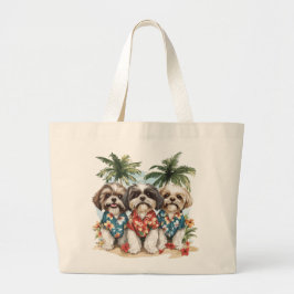 Shih Tzu Hundar som bär hawaiiskor Jumbo Tygkasse