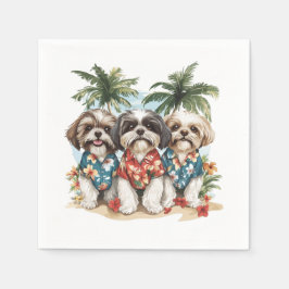 Shih Tzu Hundar som bär hawaiiskor Pappersservett