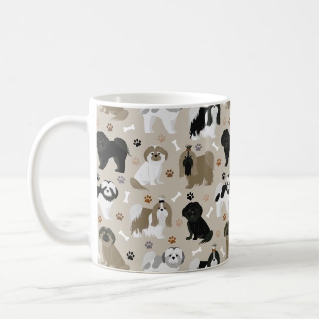 Shih Tzu Hundar Tass och Bones Coffee Mugg (Vänster)