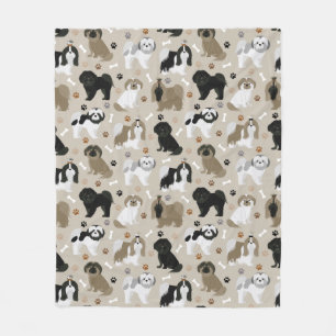 Shih Tzu Hundar Tass och Bones Fleece Blanket
