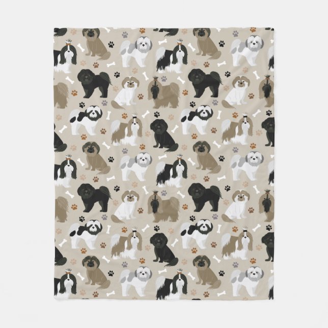 Shih Tzu Hundar Tass och Bones Fleece Blanket (Framsidan)