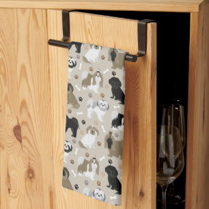 Shih Tzu Hundar Tass och Bones Kitchen Towel Kökshandduk