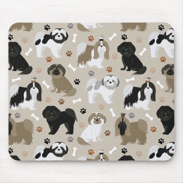 Shih Tzu Hundar Tass och Bones Mouse Pad Musmatta (Framsidan)