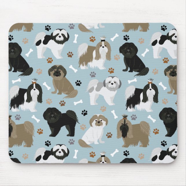 Shih Tzu Hundar Tass och Bones Musmatta (Framsidan)