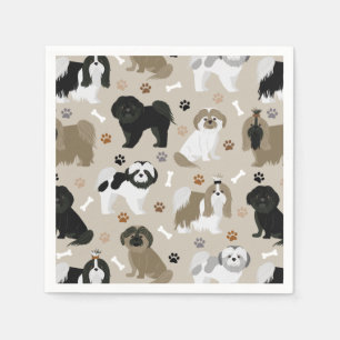 Shih Tzu Hundar Tass och Bones Napkins Pappersservett