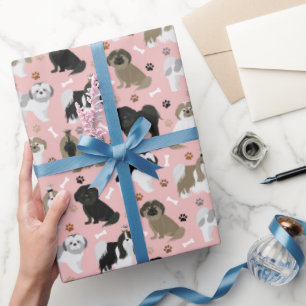 Shih Tzu Hundar Tass och Bones Wrapping Papper Presentpapper