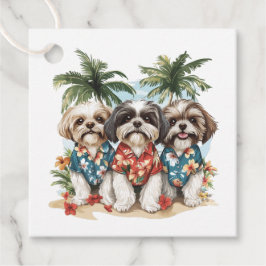 Shih Tzu Hundar Wearing Hawaiian Shirts Gåvor Etiketter