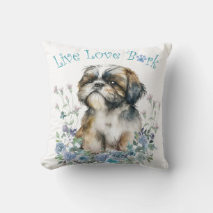 Shih Tzu Hundmamma Blommig Kudde