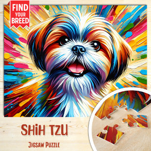 Shih Tzu Hundporträtt Akryl Konsttryck Hundälskare Pussel