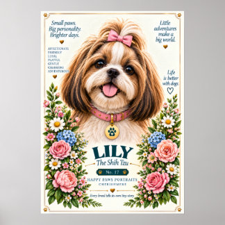 Shih Tzu Hundporträtt | Lily nr 17 Poster