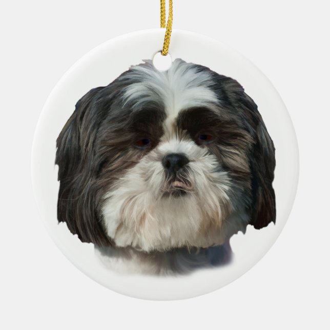 Shih Tzu hundprydnad Julgransprydnad Keramik (Framsidan)