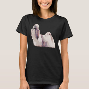 Shih Tzu i Fullt Jackar färgfull Lejon Silhouette- T Shirt