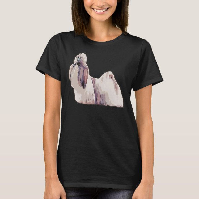 Shih Tzu i Fullt Jackar färgfull Lejon Silhouette- T Shirt (Framsida)