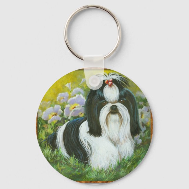 Shih Tzu i Garden Keychain Nyckelring (Framsida)