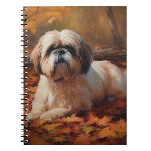 Shih Tzu i Höst löv Fall Inspire Anteckningsbok (Framsidan)