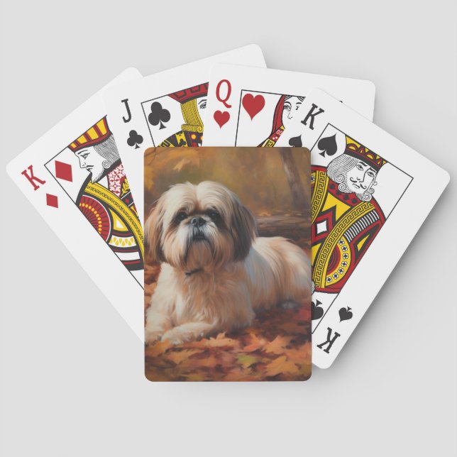 Shih Tzu i Höst löv Fall Inspire Casinokort (Baksidan)