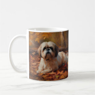 Shih Tzu i Höst löv Fall Inspire Kaffemugg