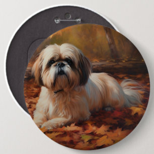 Shih Tzu i Höst löv Fall Inspire Knapp