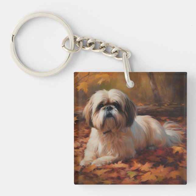 Shih Tzu i höstlöv Fall Inspirerar (Framsidan)