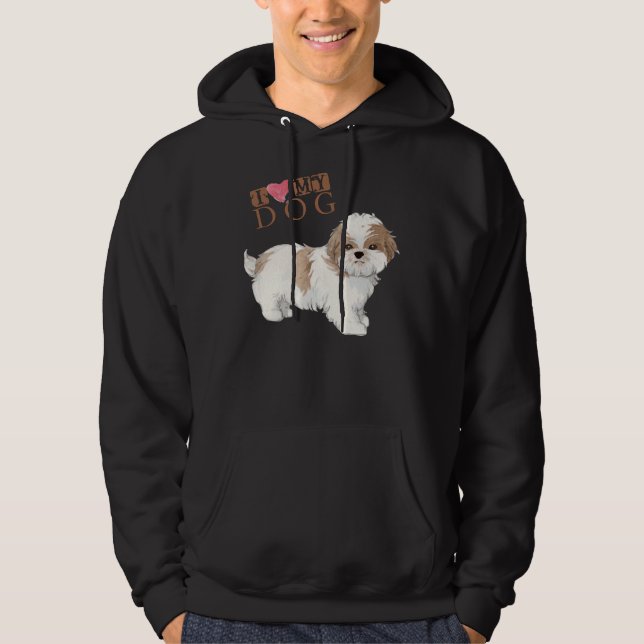 Shih Tzu I Kärlek My Hund Hoodie (Framsida)