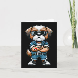Shih Tzu I Kärlek Pappa Rolig hund Tattoo Kort