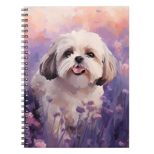 Shih Tzu i Lavender fält Anteckningsbok (Framsidan)