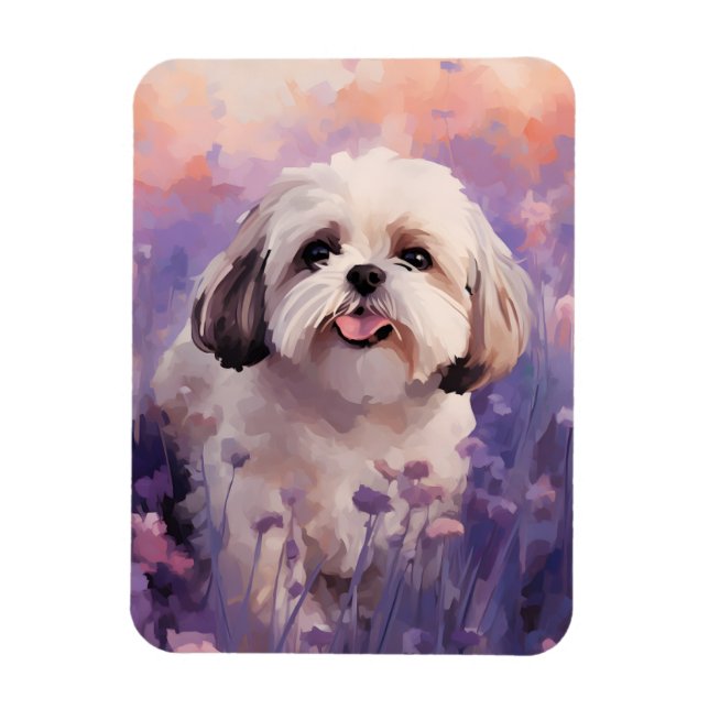 Shih Tzu i Lavender fält Magnet (Vertikal)