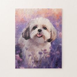 Shih Tzu i Lavender fält Pussel