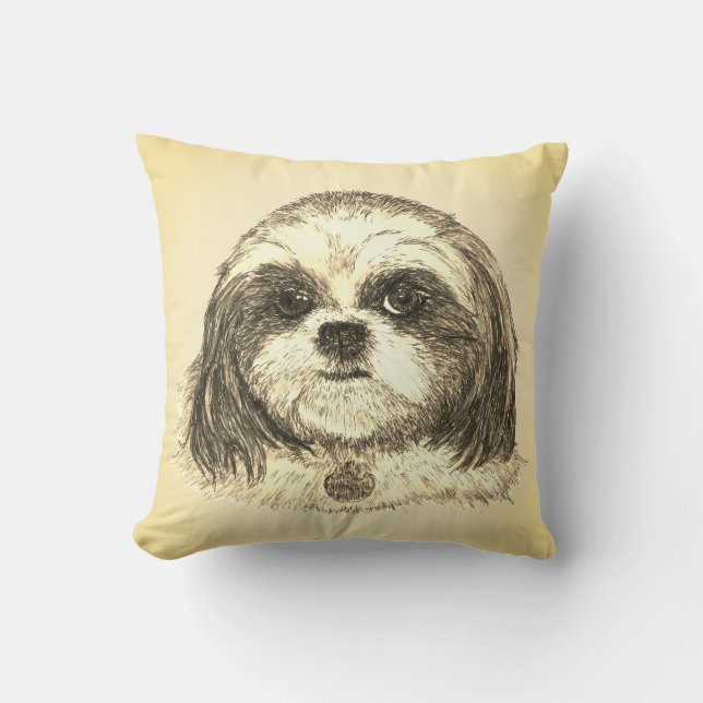 Shih Tzu i Sepia Kudde (Framsida)