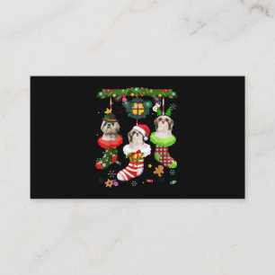 Shih Tzu i Socks jultomten Hat Julafton Ljus Visitkort