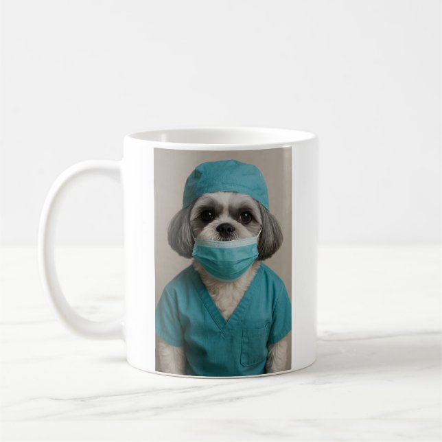 Shih Tzu in Scrubs Kaffemugg (Vänster)
