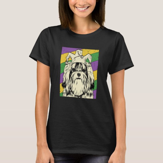 Shih Tzu Jester Mardi Gras Dog Mom or Dad T Shirt (Framsida)