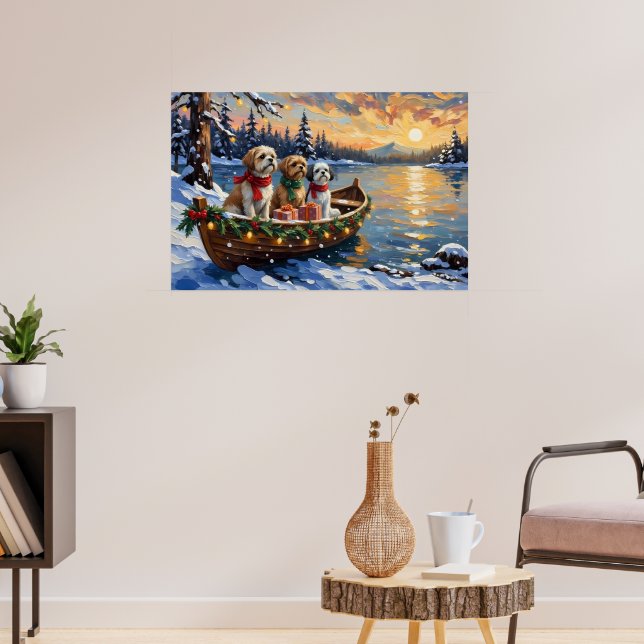 Shih Tzu jul båt semester Poster (Vardagsrum 3)