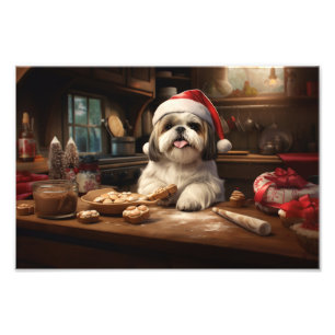 Shih Tzu Jul Cookies Festive Helgdag Fototryck