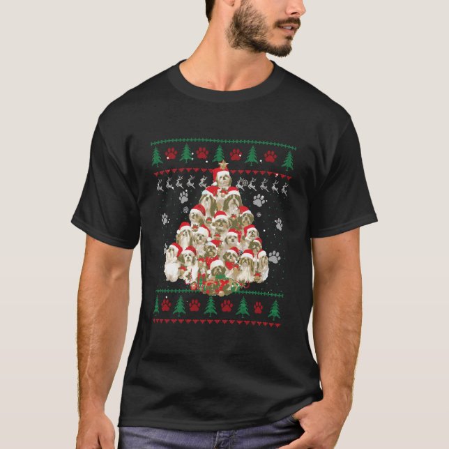 Shih Tzu jul Hund älskare Gift Ugly Sweater Xma T Shirt (Framsida)